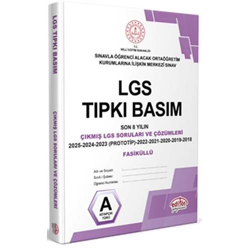 Editör Yayınları 8. Sınıf LGS Tıpkı Basım Çıkmış Sorular ve Çözümleri