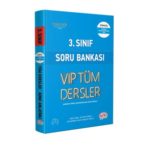 Editör 3. Sınıf VIP Tüm Dersler Soru Bankası Mavi Kitap