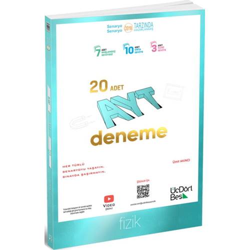 ÜçDörtBeş Yayınları AYT Fizik 20 Deneme