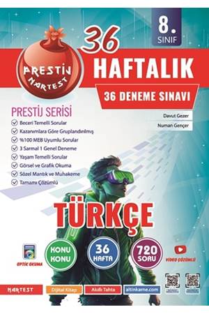 Nartest Yayınevi 8. Sınıf 36 Haftalık Türkçe Denemeleri