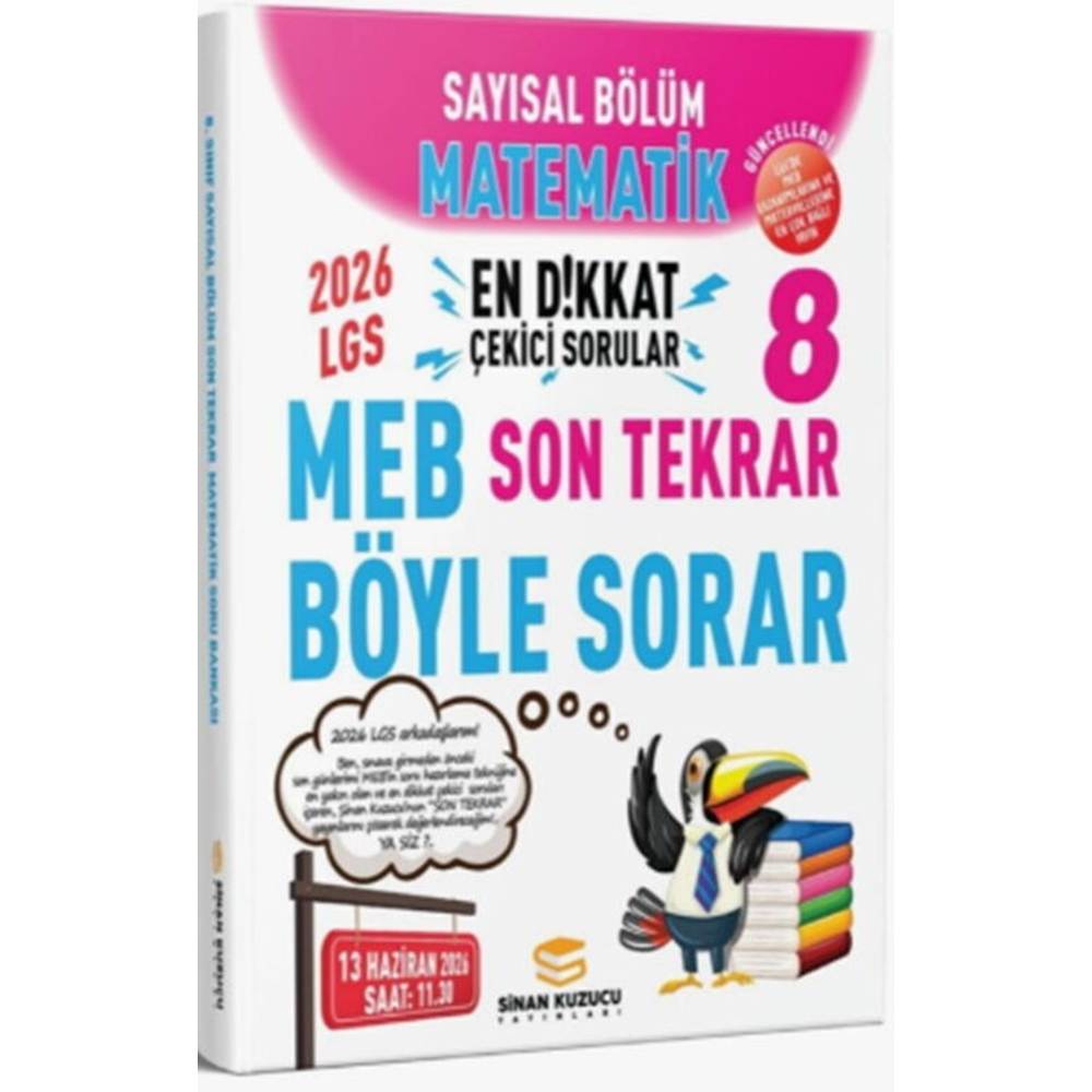 Sinan Kuzucu Yayınları 2026 8. Sınıf Matematik Sayısal Bölüm Son Tekrar Soru Bankası