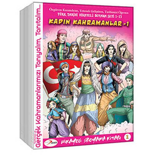 Türk Tarihi Hikayeli Boyama Seti (15 Kitap Takım)