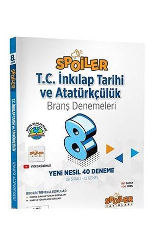 8.Sınıf Spoiler Matematik Branş Denemeleri Yeni Nesil 20 Deneme
