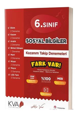 Koray Varol Akademi 6. Sınıf Sosyal Bilgiler Fark Var Kazanım Takip Denemeleri